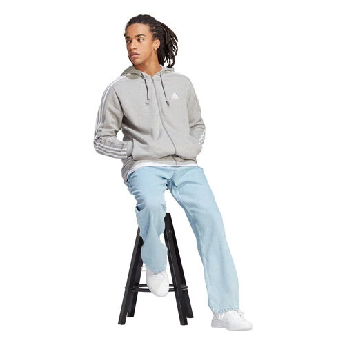 ADIDAS Essentials French Terry 3-Stripes Full-Zip Hoodie Men 4 ADIDAS Essentials French Terry 3-Stripes Full-Zip Hoodie Men - Image 4